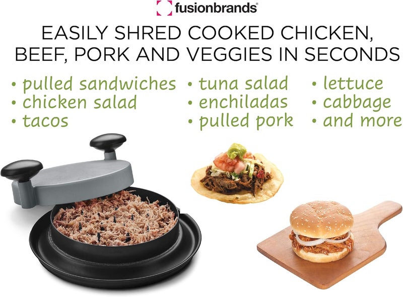 FusionBrands ShredMachine-The Quick, Easy to Use Alternative to Bear Claws Meat Shredder for Pulled Pork, Beef and Chicken and More-BPA Free Hand Shredder with Easy to Grip Handles, Non-Skid Base,Grey - Image 5